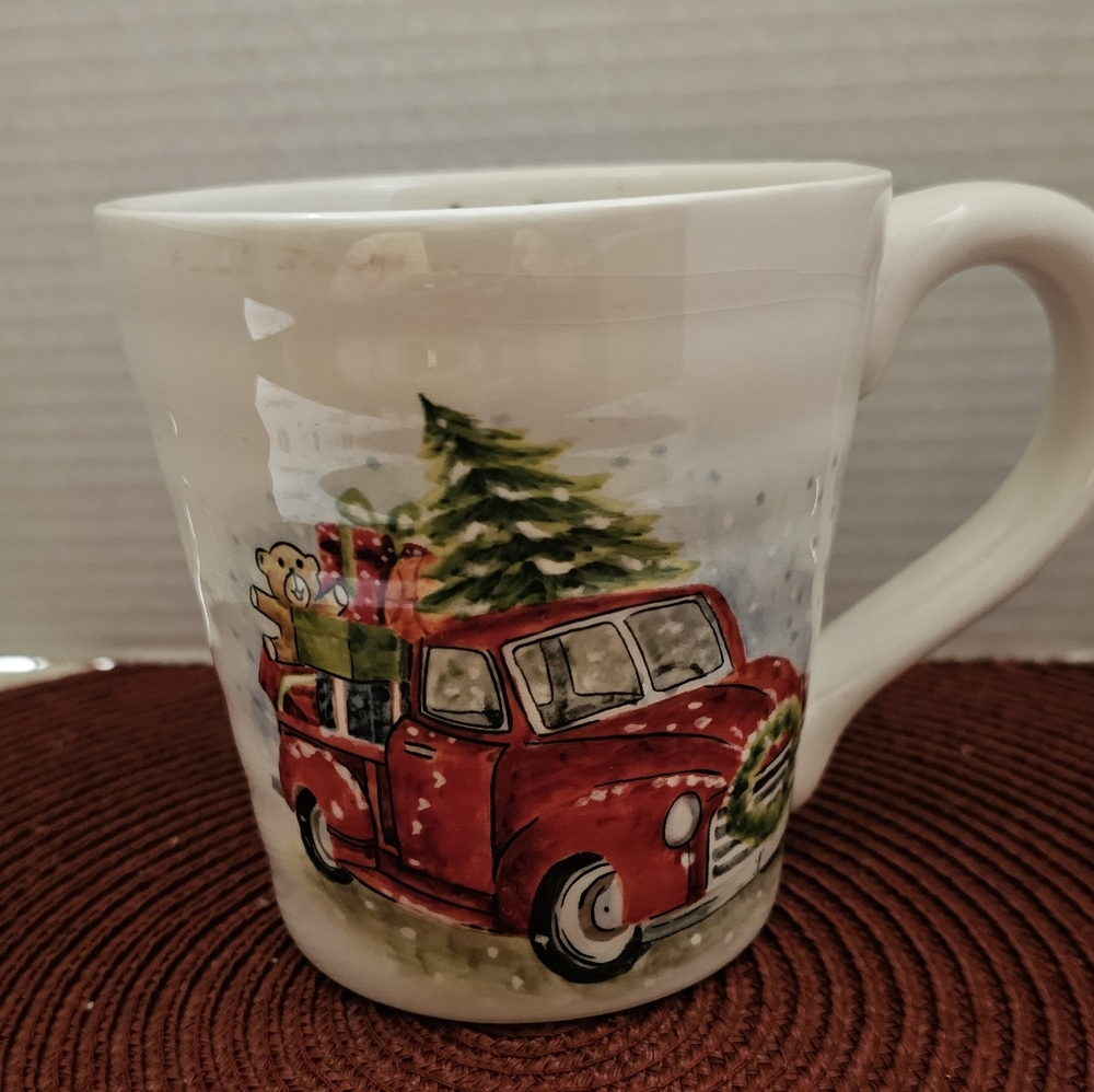 Festive Red Truck Christmas Mug